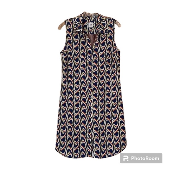 Cabi Shirt Dress, silky, little hearts. lined so cute on. Sz small - Picture 1 of 6